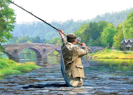Country Cards Salmon Fishing Greetings Card